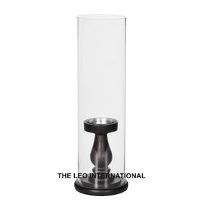 <b>Moroccan</b>-Style Fancy Religious Metal Brown Antler Design Aluminum With Glass Material Hurricane Candle Holder - Product Image 2