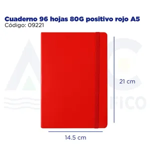 80G Notebook 96 fogli rosso positivo A5 100 pagine interne rilegatura termica morbida opzioni di copertina rigida carine per la scrittura di carta Offset A6 - Product Image 2