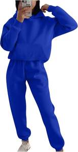 Haute qualité 100% coton surdimensionné 2 pièces ensemble pour femmes cordon pantalon ensemble grande taille respirant femmes survêtement OEM - Product Image 2