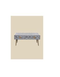 Table basse avec tiroir en os incrusté, meuble de rangement décoratif conçu pour un style d'intérieur haut de gamme - Product Image 1