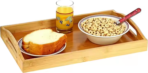 Ideal para la cena, desayuno, aperitivos, comida, fiesta, bandeja de madera para servir con asas de Crescent Crafts - Product Image 3