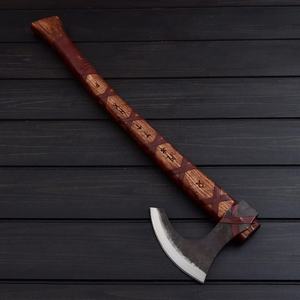 Jexmoo Tomahawk personnalisé en acier D2 de 19,5 pouces avec manche en bois de rose et étui en cuir, cadeau d'extérieur, fait main, qualité industrielle - Product Image 5