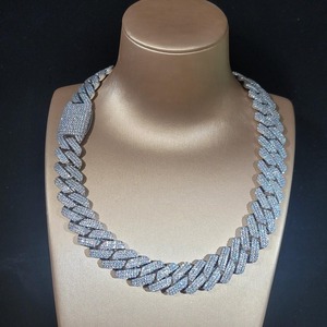 Collar de Cadena Cubana Gruesa de Plata 925 con Diamantes, el Más Vendido, para Artistas del Hip Hop y Creadores de Tendencias, Disponible para Exportación - Product Image 2