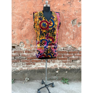 Chaquetas con estampado Floral multicolor para mujer, abrigo de estilo bohemio, Estilo Vintage, indio, 100% algodón, bordado a mano, Verano - Product Image 6