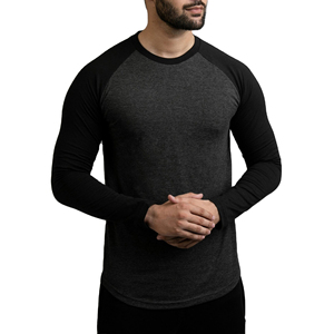 Offre Spéciale T-shirts à manches longues raglan décontractés pour hommes Coton personnalisé Plus Size Solide Raglan Manches longues Design respirant - Product Image 3