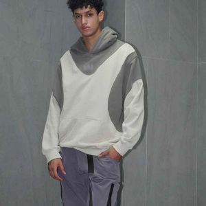 Sweat-shirts d'hiver pour hommes personnalisés OEM, de haute qualité, 100% coton, épaules tombantes, coupe régulière, deux tons, pull à capuche brodé - Product Image 2