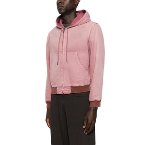 Veste à capuche décontractée pour homme, vintage, lavée, bordeaux, à fermeture éclair, coupe ample, manches longues, confortable, en coton, avec cordon de serrage, 2026 - Product Image 5