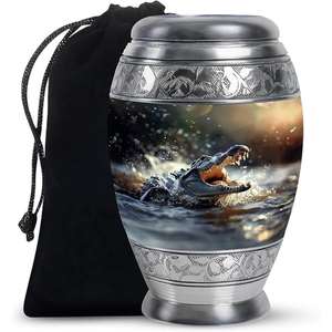 Venta al por mayor de urnas de cremación pintadas a mano, elegantes urnas de metal para adultos para cenizas humanas, suministros funerarios, urna de cremación DE LA India - Product Image 2