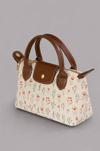 Sac fourre-tout mini en toile à motif floral pour femme avec logo personnalisé, sac à main vintage à poignée supérieure OEM ODM - Product Image 4