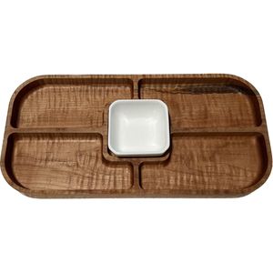 Plat de service en bois d'acacia et métal de qualité supérieure, vaisselle élégante, bol et plateaux pour les collations, les chips, les fêtes et tous les événements - Product Image 3