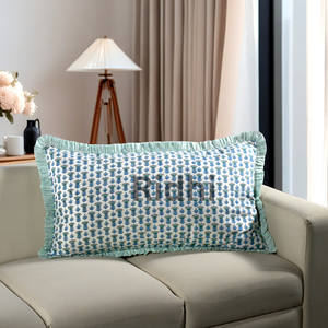 Lot de 20x36 Housses de Coussin en Coton à Volants Motif Floral Style Western Bleu Aigue-marine Amovibles Lavables pour Canapé et Lit - Product Image 4