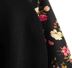 À la mode élégant hiver femmes 100% coton polaire lourd doublé sweat décontracté 3D décoration florale col noir complet - Product Image 5