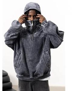 เสื้อแจ็คเก็ตผ้ายีนส์แบบสวมหัวสำหรับผู้ชายเสื้อแจ็คเก็ตผ้ายีนส์สีฟ้าเข้มซักได้ดีไซน์2025 - Product Image 2