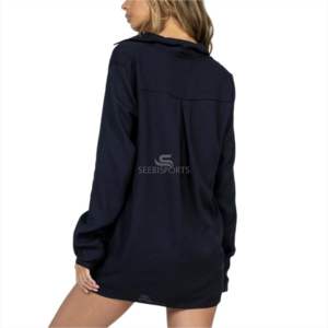 Venta caliente casual camisas de algodón de gran tamaño conjunto de 2 piezas ropa de mujer streetwear manga larga conjunto de pantalones cortos de dos piezas - Product Image 3