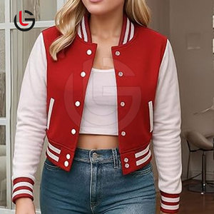 Hot Selling <b>Women</b> Regular Letterman <b>Jacket</b> Breathable Solid Color Winter Knitted Cotton - Product Image 3