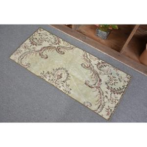 Tapis de 1,6 x 3,8 pieds, tapis turc vintage, tapis oriental vert et marron - Product Image 4