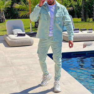 ชุดวอร์ม2ชิ้นสำหรับผู้ชายเสื้อกันลมเสื้อแจ็คเก็ตกางเกงคาร์โก้ตามสั่งใหม่ล่าสุด - Product Image 5