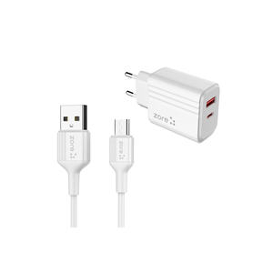 Cargador de Pared de Viaje Rápido 2 en 1 Netzy Play Series PL06 de 20W Tipo-C - Blanco - Product Image 1