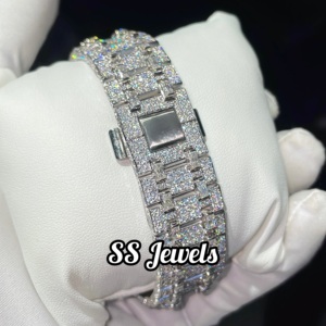 Reloj cronógrafo de lujo de 41mm, alta calidad, personalizado, cultivado en laboratorio, VVS, moissanita, acero inoxidable, mecánico, 20mm, cristal analógico - Product Image 4