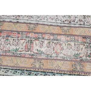 Alfombra Turca Vintage Pequeña de 2.7x3.2 pies, Alfombra de Lana Ikat Marrón Naranja - Product Image 4