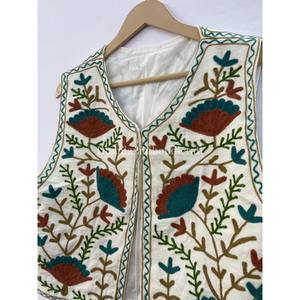 100% Cotton Vest Coat Floral Embroidery Short <b>Waistcoat</b> Unisex Party Wear Coat Bohemian Style Vest Handmade Suzani Fabric Vest - Product Image 4