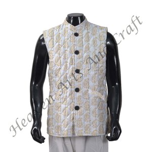 Cotton Floral Printed Men's Wear Soft And Comfortable <b>Kantha</b> Quilted Tunic Gift <b>Kantha</b> <b>Jacket</b> Hand Block Printed - Product Image 5