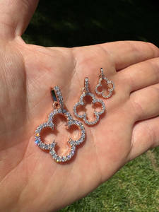 Precioso colgante de trébol diseño de trébol abierto 18K chapado en oro rosa 18K joyería chapada en oro Moissanite Joyería de diamantes para mujer - Product Image 2