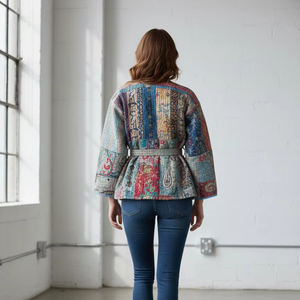Kimono Kantha Stone Wash, veste indienne faite à la main, veste kimono d'hiver, veste enveloppante, robes Kantha - Product Image 3