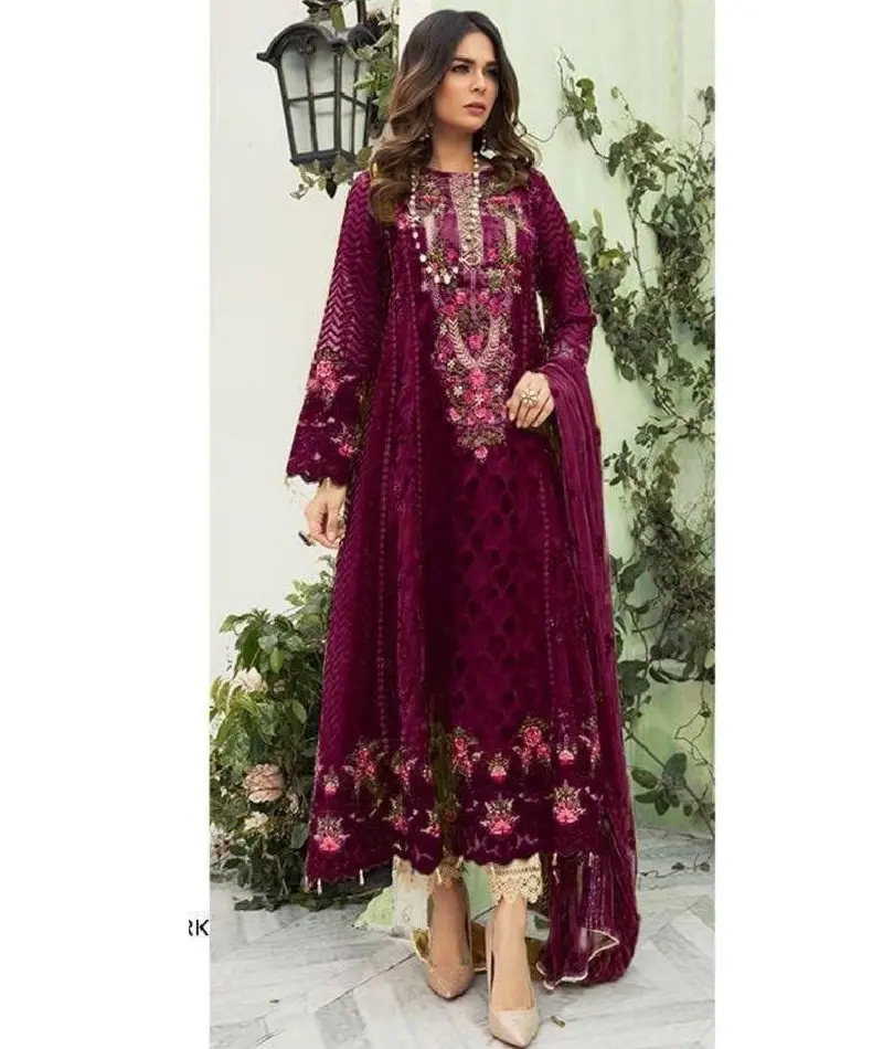 Vestidos de fiesta de trabajo con bordado pesado de estilo pakistaní e indio Salwar Kameez vestido de tres piezas para mujer