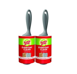 Rouleau anti-peluches Scotch-Brite Everyday Clean, lot de 2, 190 feuilles, éliminateur de poils d'animaux et de peluches pour vêtements, meubles et voiture - Product Image 1