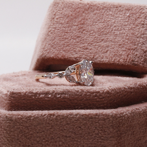 Anillo de compromiso de diamante de corte ovalado cultivado en laboratorio, anillo de regalo de lujo de moda de oro sólido de 10K para mujer, certificado IGI - Product Image 6