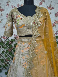 Haldi/ Mahendi / Reception Special Pure Silk Fabric Hand Crafted Silk Tailor Made Lehenga Choli Embellished / Kurti Collection - Product Image 3
