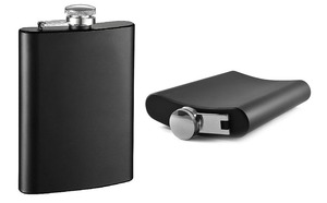 Stainless Steel Customized Alcohol 6oz Matte Black Painting Hip Flask For Whiskey With Unique & Funnel Flask With Pocket Feature - Product Image 2