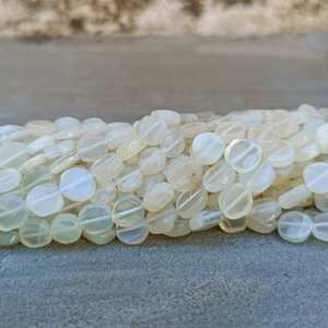 Natural White Moonstone Smooth Coin Shape Gemstone Beads Strands String 4mm Loose Beads Lot for Jewelry <b>Bracelet</b> Making in Bulk - Product Image 6