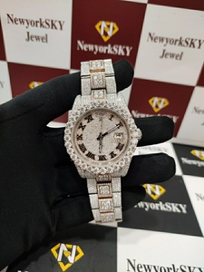 Reloj de diamantes de moissanita helado para hombre de alta calidad, totalmente personalizable, banda de acero inoxidable Hip Hop, joyería de regalo - Product Image 2