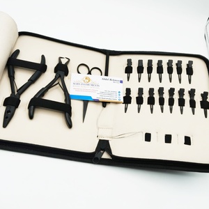 Ensemble d'extensions de cheveux en acier inoxydable de haute qualité noir mat pince ouvreuse de perles ciseaux avec clips et boucle pour un usage commercial - Product Image 4
