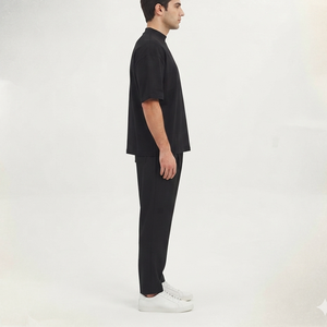 T-shirt personnalisé pour homme avec logo de marque, épais, de haute qualité, personnalisé, 100% coton, col rond, t-shirt noir pour homme - Product Image 6