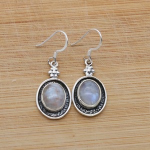 Handmade Classical <b>Earrings</b> 925 <b>Solid</b> <b>Silver</b> Jewelry For Women 925 Sterling <b>Silver</b> moonstone Gemstone Boho Style <b>Earrings</b> Gift - Product Image 4