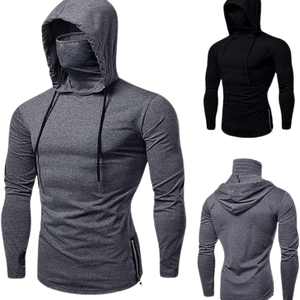 Alta calidad Custom Hip Hop Street Wear Face Masked Cover con cuello alto Sudadera con capucha Oversize Fitness Hoodies - Product Image 1