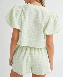 Conjuntos de mujer al por mayor de verano de alta calidad, nuevo diseño elegante, conjunto de 2 piezas, camisa corta ligera informal personalizada para mujer - Product Image 2