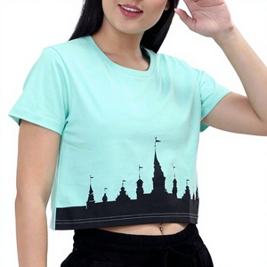 T-shirt ample en tricot respirant pour femme PUFFIN SPORTS, col en V, manches courtes, style streetwear, uni, 120g viscose/coton - Product Image 1