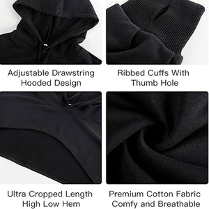 Sweats à capuche courts sur mesure avec un prix avantageux et une qualité élevée, respirants et anti-boulochage pour femmes - Product Image 5