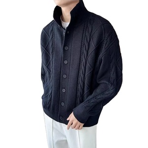 Nouveau cardigan tricoté automne-hiver pour homme, style ample, pull chaud, couleur unie, col roulé, anti-boulochage, à bouton unique - Product Image 4
