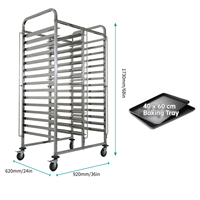 Chariot de cuisson en acier inoxydable à 15 niveaux et 30 plateaux, 1730x620x920mm, pour four