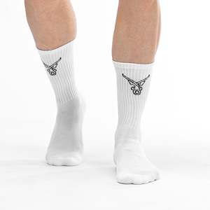 ถุงเท้า IRONGEAR Outline Crew Socks แพ็คคู่ ถุงเท้ากีฬาถักคุณภาพสูงสำหรับปั่นจักรยาน สไตล์ฤดูใบไม้ร่วง พร้อมลายโลโก้ - Product Image 1
