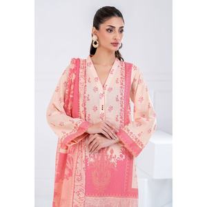 Conjunto de traje de 3 piezas de tela estampada rosa sin costuras para mujer - Product Image 1