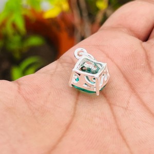 Topaze bleue coussin coupe pendentif en argent Sterling fait à la main collier de pierres précieuses décembre pierre de naissance charme cadeau - Product Image 5