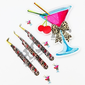 Nouveau café charme pince à épiler breloque pour Extension de cils pince à épiler haut rose acier inoxydable café breloque pince à épiler vison durable - Product Image 5