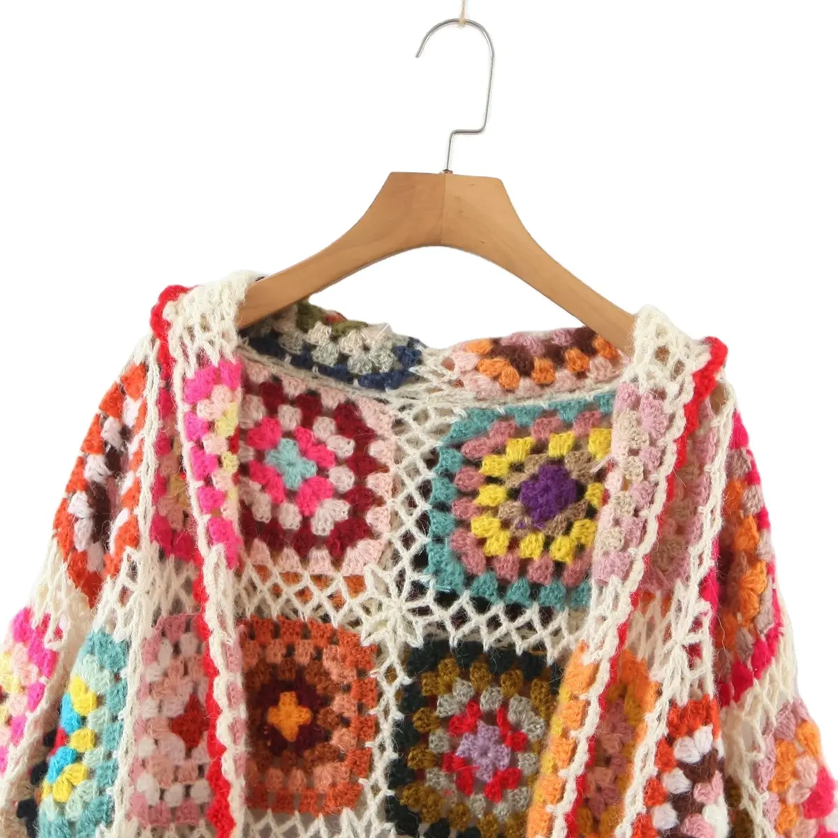 Alta qualidade melhor Cardigan Contraste Crochet Colorido Xale Collar camisola para as mulheres Quick dry Cardigan Sweaters OEM personalizado