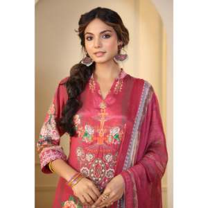 Ensemble Kurta en crêpe de viscose et soie Nayab Ashrafeen pour femme avec dupatta - Tenue modeste - Product Image 1